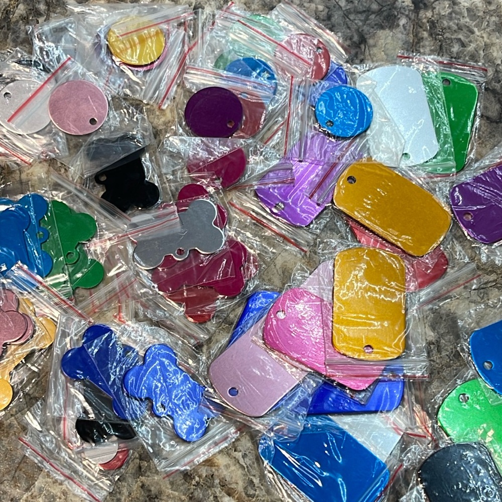 60 Double Sided Blank Dog or Cat Ready to be Engraved Pet Name ID Tag Charms